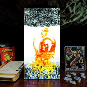 Alternative view of Charizard Lamp: Handcrafted Pokemon Resin & Burl Wood Art