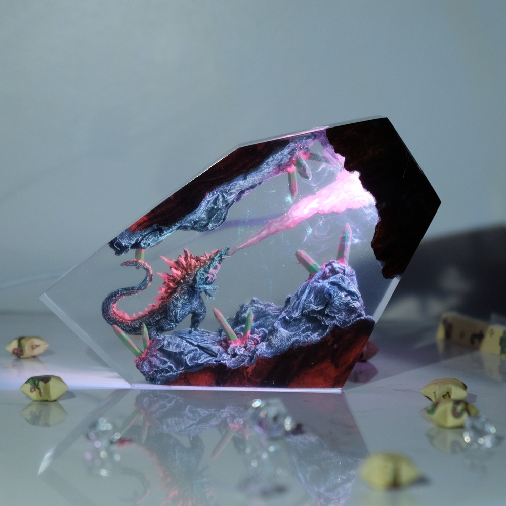 standing godzilla night light decor