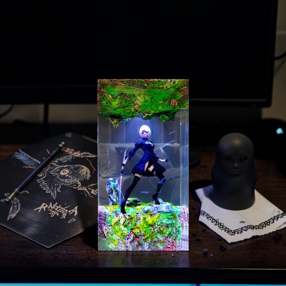 nier: automata 2B epoxy lamp