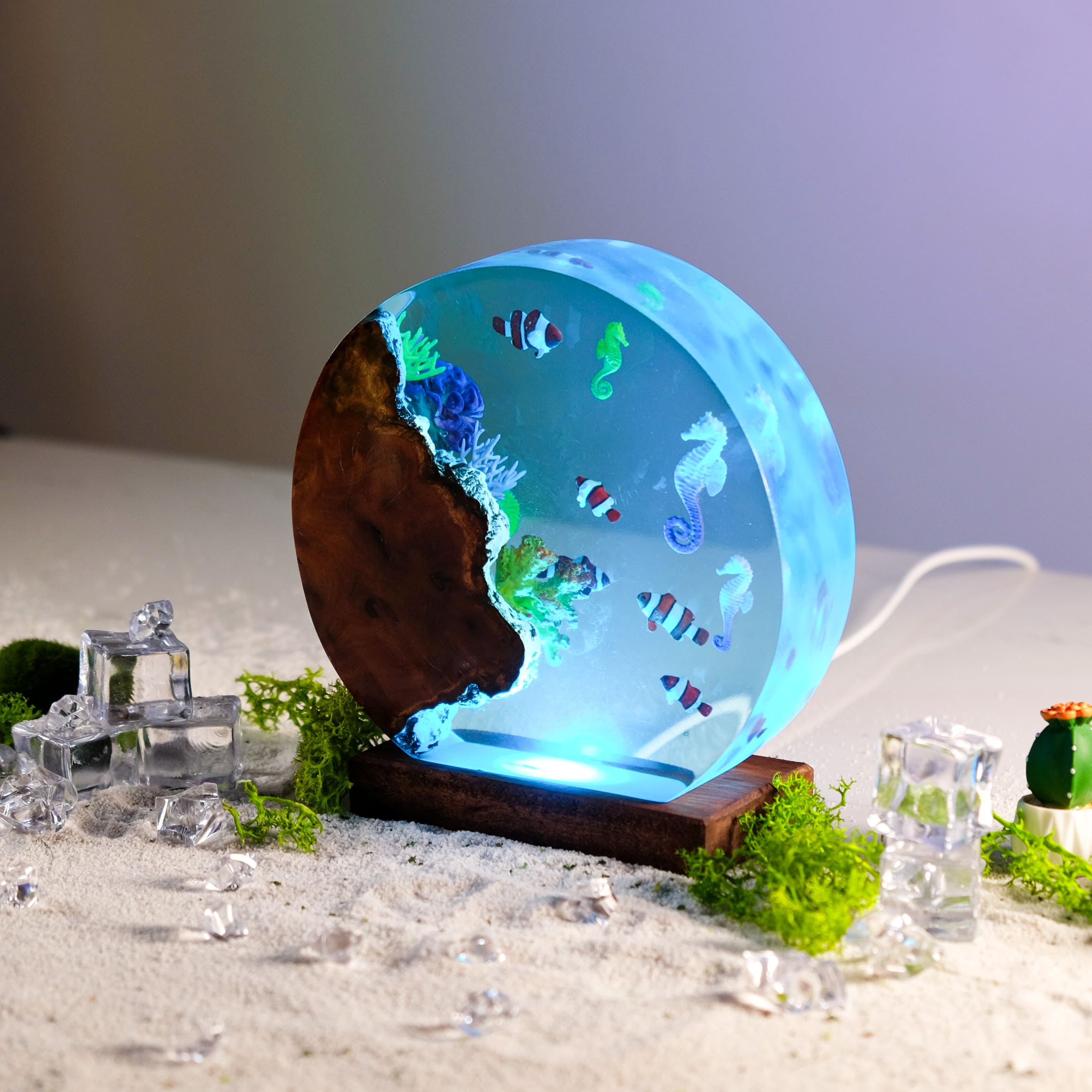 sea creatures resin lamp decor