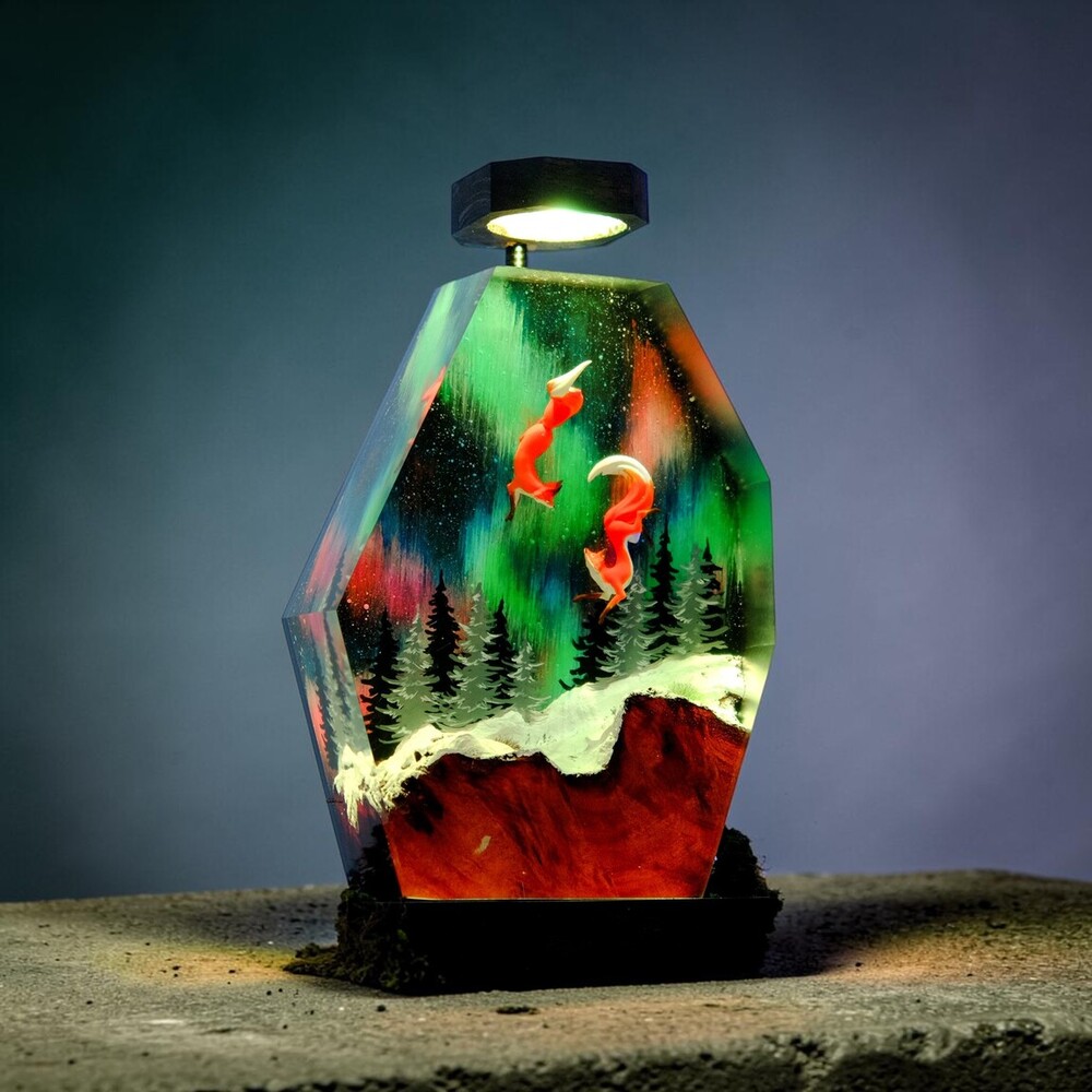 fox resin lamp decor