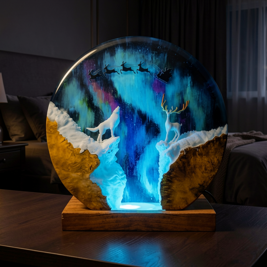 aurora borealis epoxy lamp