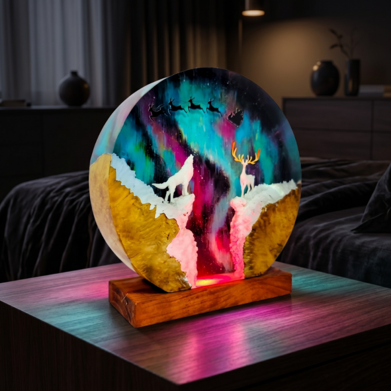 aurora borealis resin lamp
