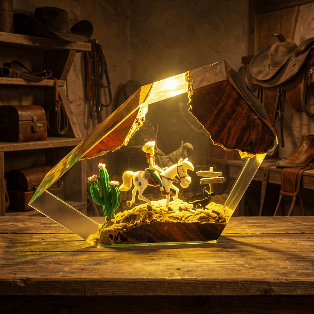 cowboy resin lamp