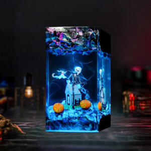 skeleton halloween lamp - blue