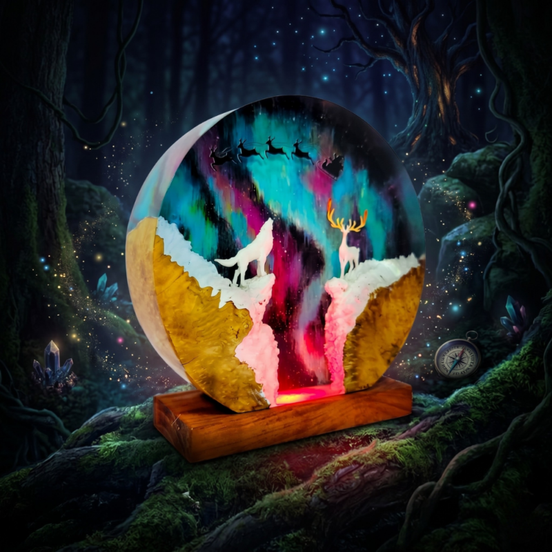 handcrafted aurora borealis lamp