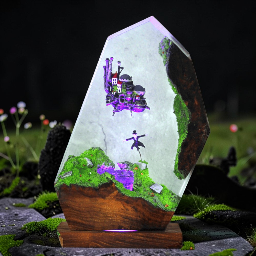 howl's moving castle resin lamp