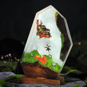 howl's moving castle epoxy lamp