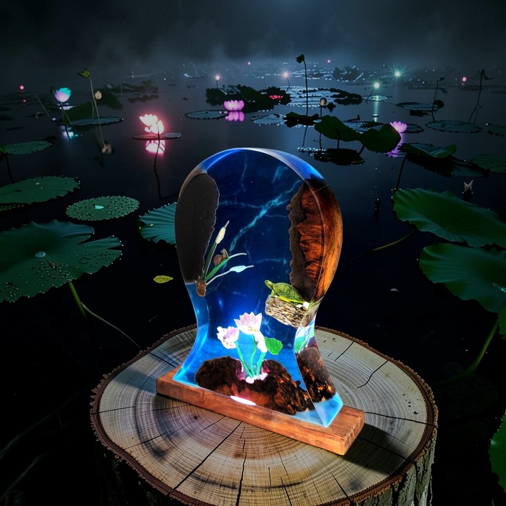 lotus table lamp - resin lamp