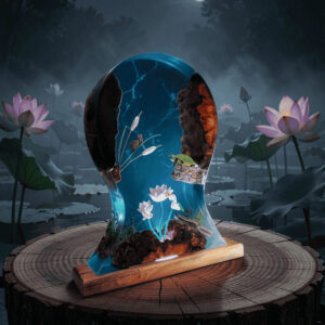 lotus resin table lamp