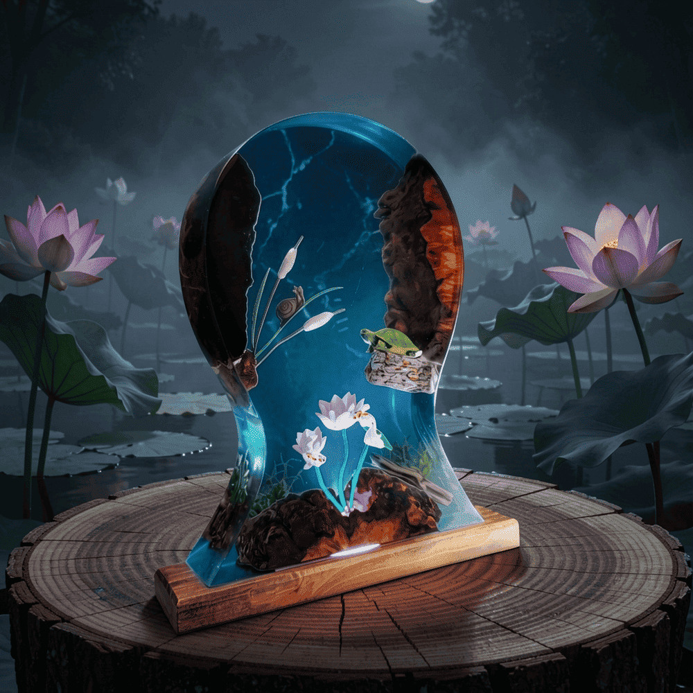 lotus resin table lamp