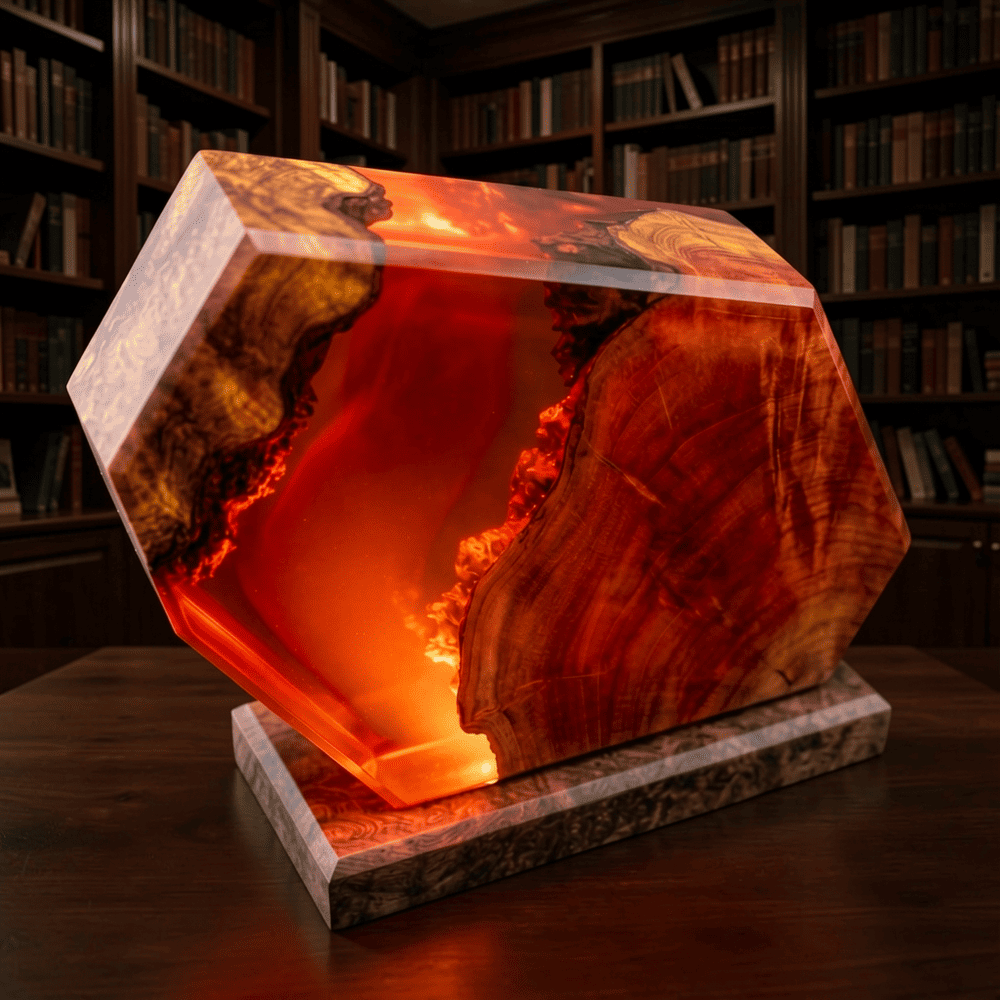 natur fire volcano lamp