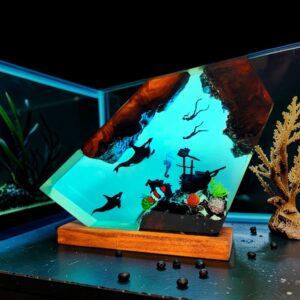 ocean whale resin lamp