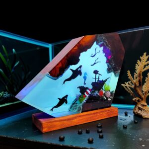 ocean whale epoxy lamp