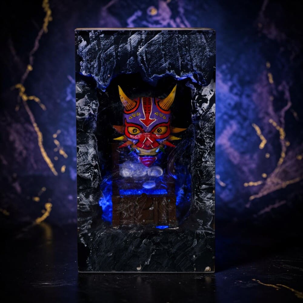 oni mask lamp blue