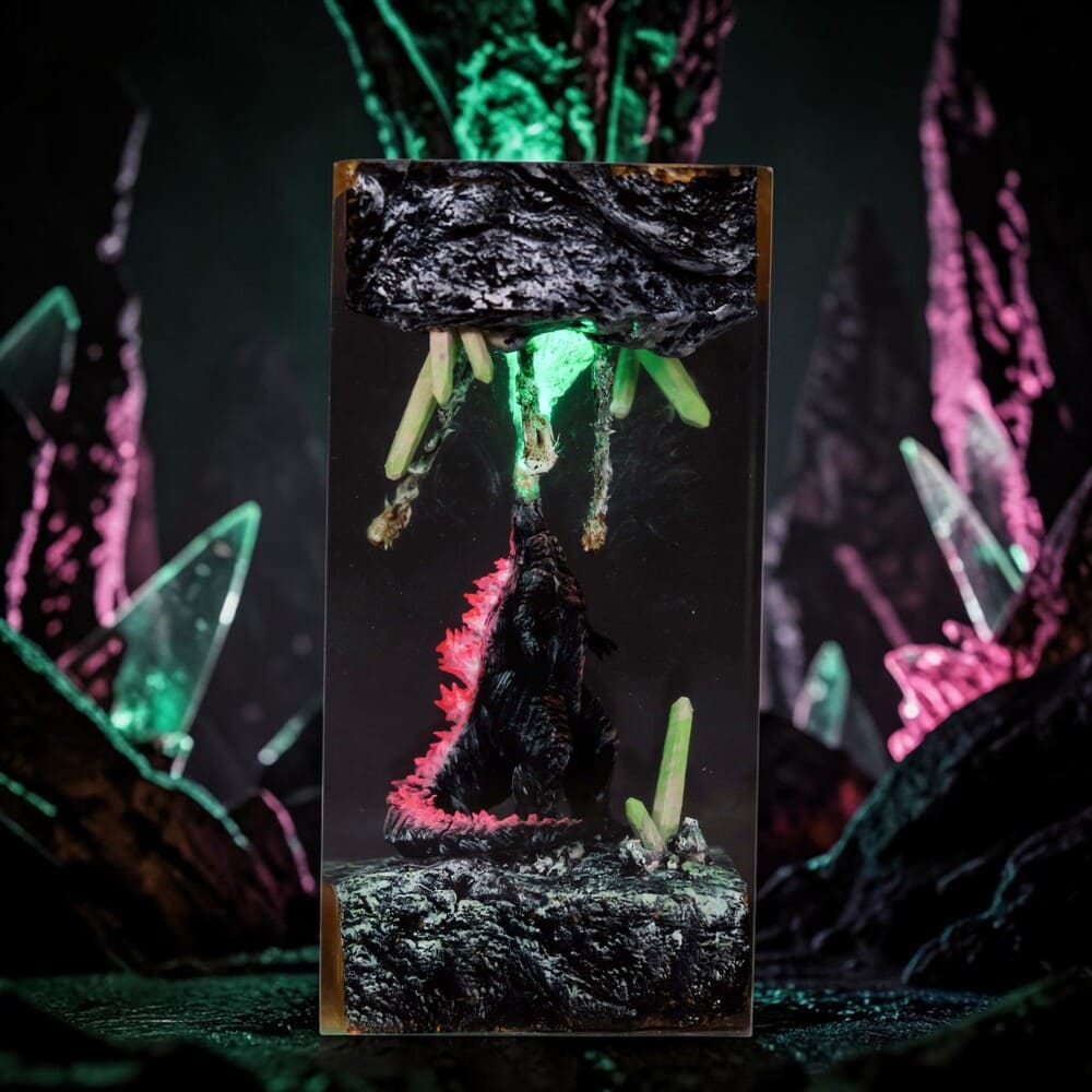 dark godzilla resin lamp