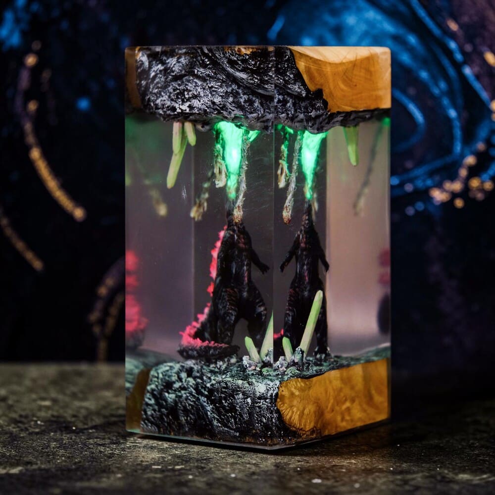 pink godzilla resin lamp - table lamp