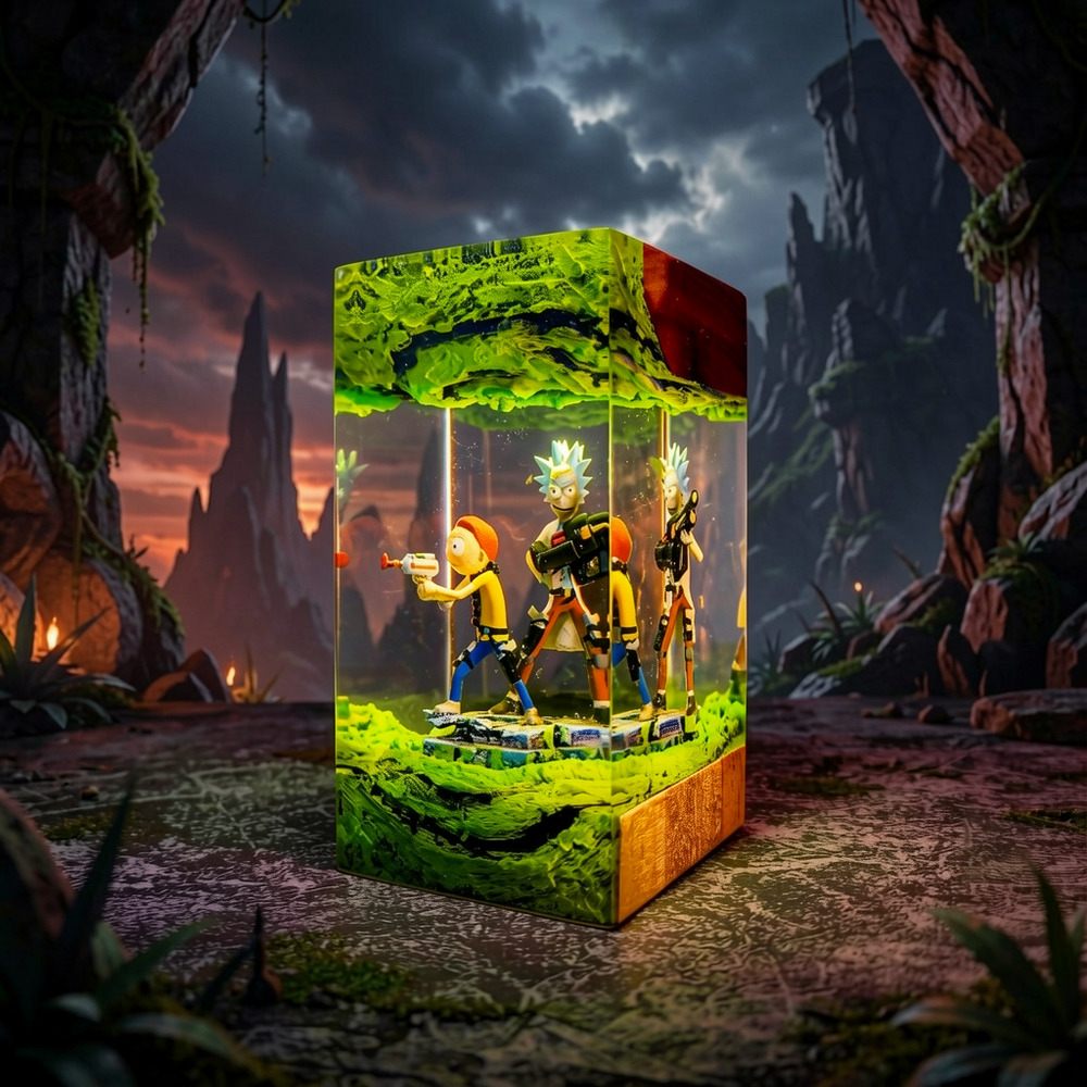 rick and morty resin lamp