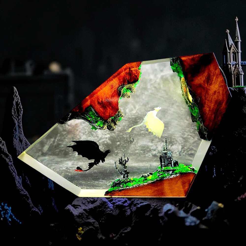 toothless dragon 3d epoxy lamp