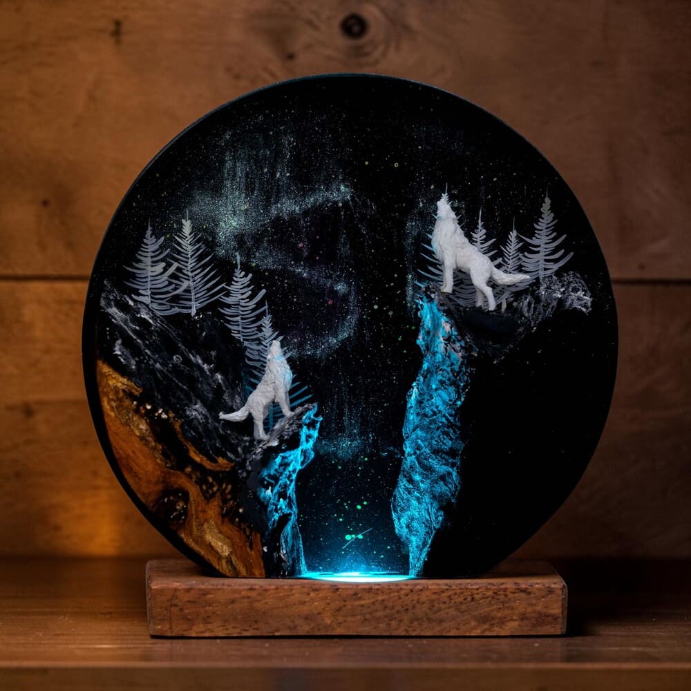 wolf lamp blue