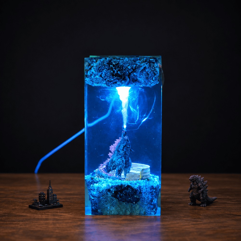 Handmade Godzilla table lamp for Kaiju fans