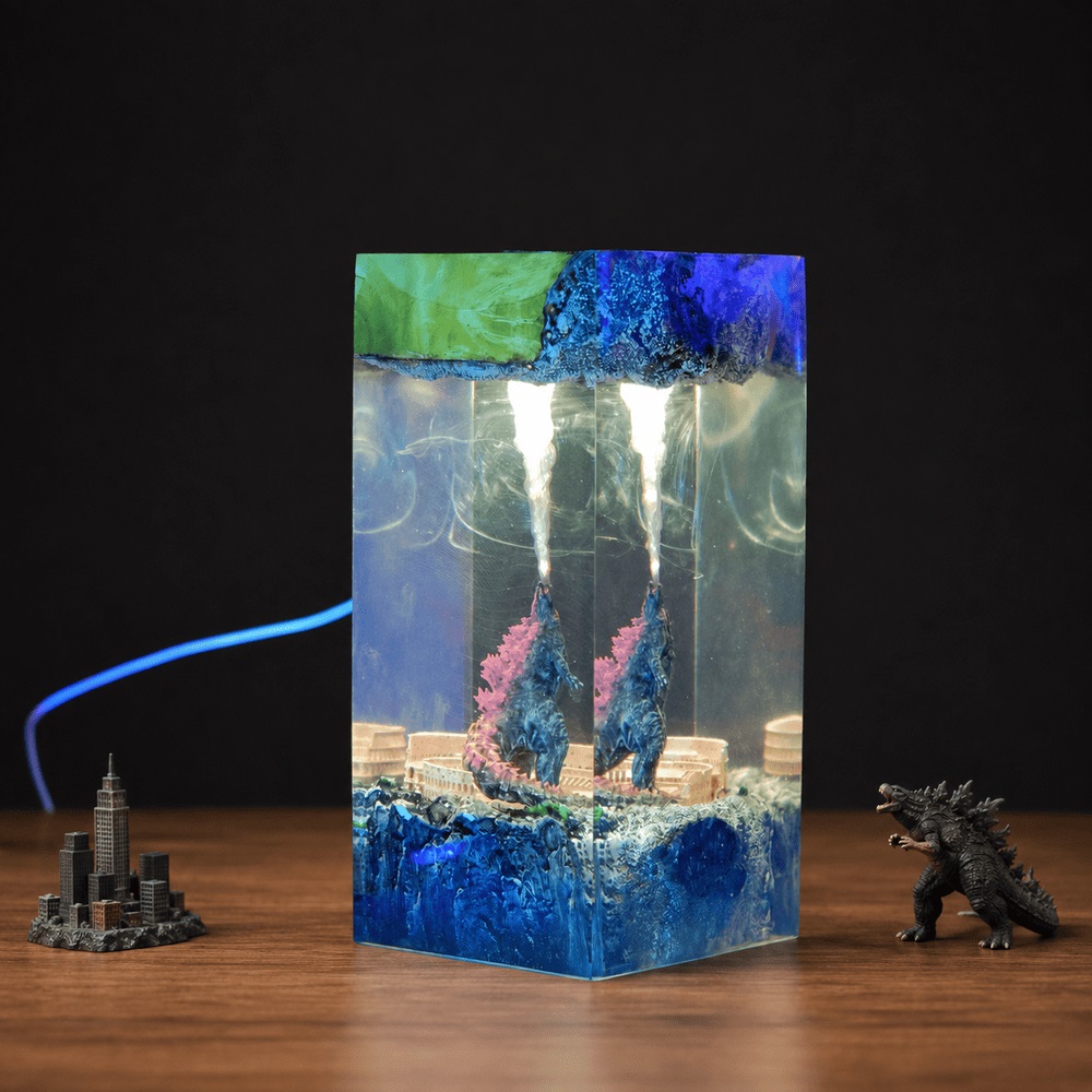 custom handmade Godzilla lamp
