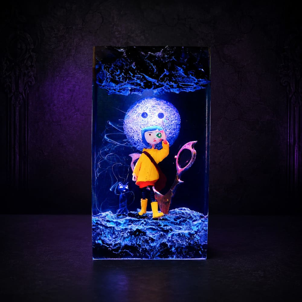 Handcrafted Coraline epoxy resin lamp - first gallery image