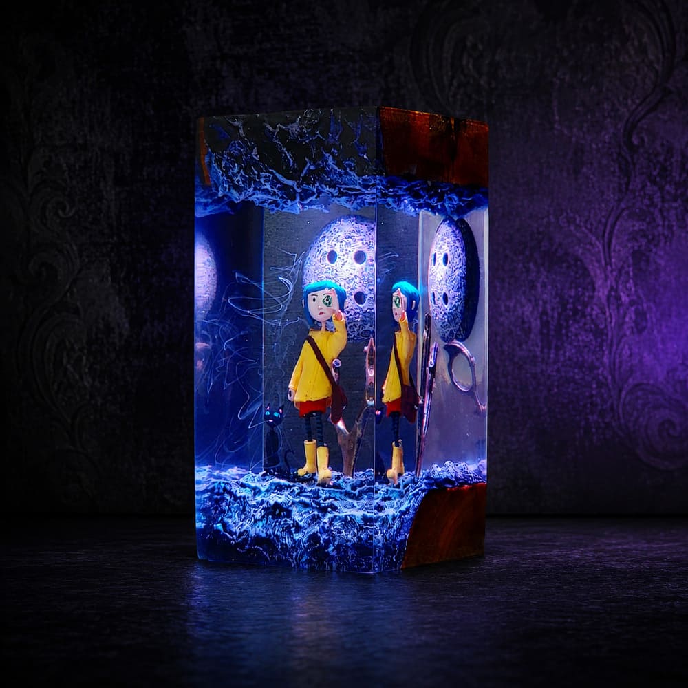 Handcrafted Coraline epoxy resin lamp - fourth gallery image