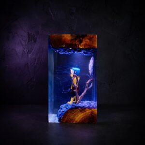 Handcrafted Coraline epoxy resin lamp - second gallery image