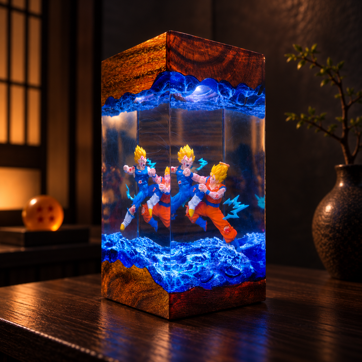 Goku vs Vegeta DBZ SSJ2 Resin Lamp | Anime Diorama Night Light - Image 7