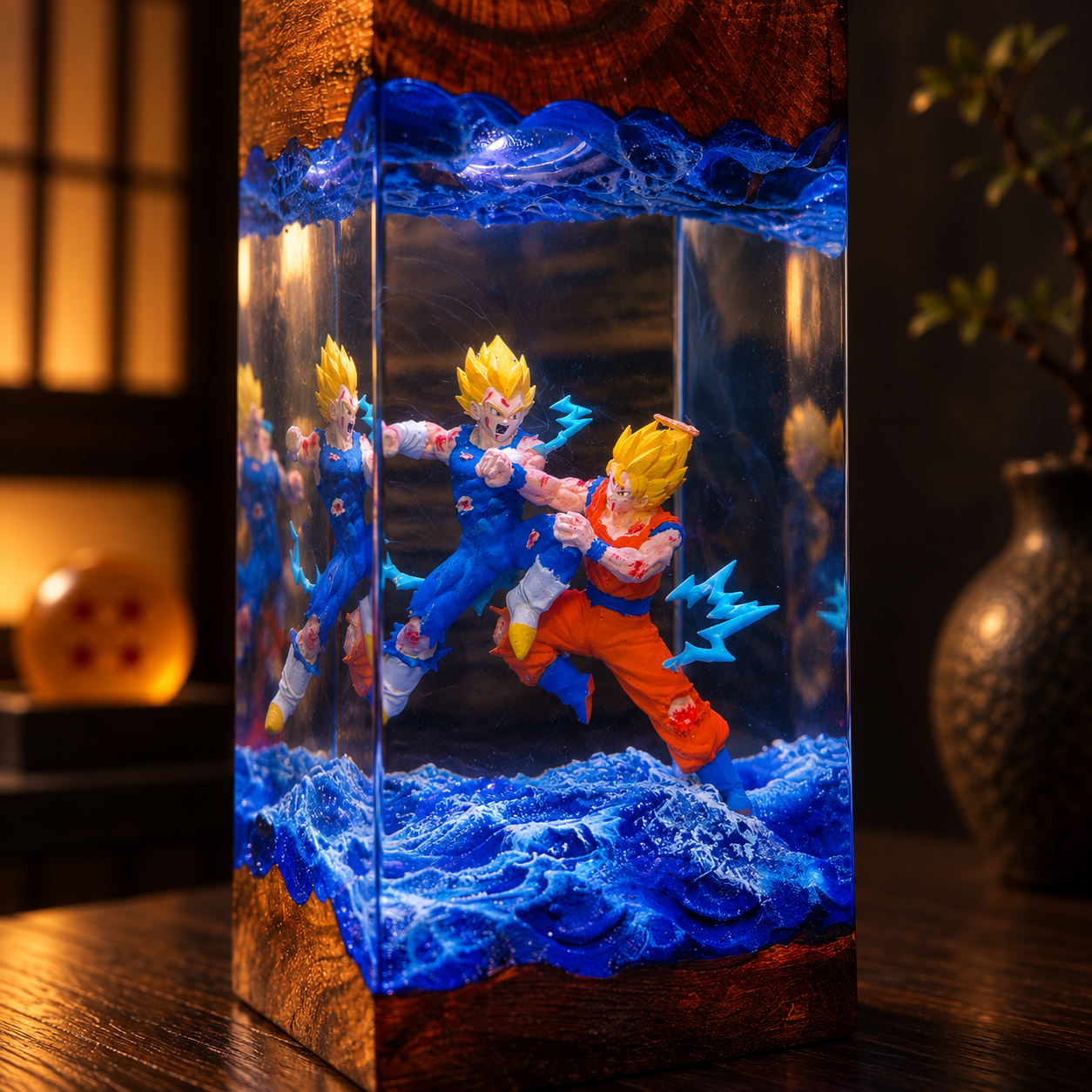 Goku vs Vegeta DBZ SSJ2 Resin Lamp | Anime Diorama Night Light - Image 6