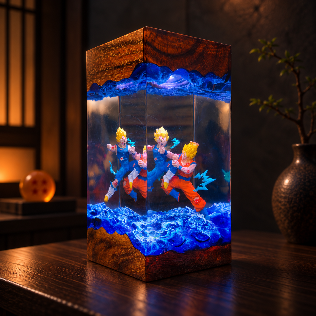 Goku vs Vegeta DBZ SSJ2 Resin Lamp | Anime Diorama Night Light - Image 5