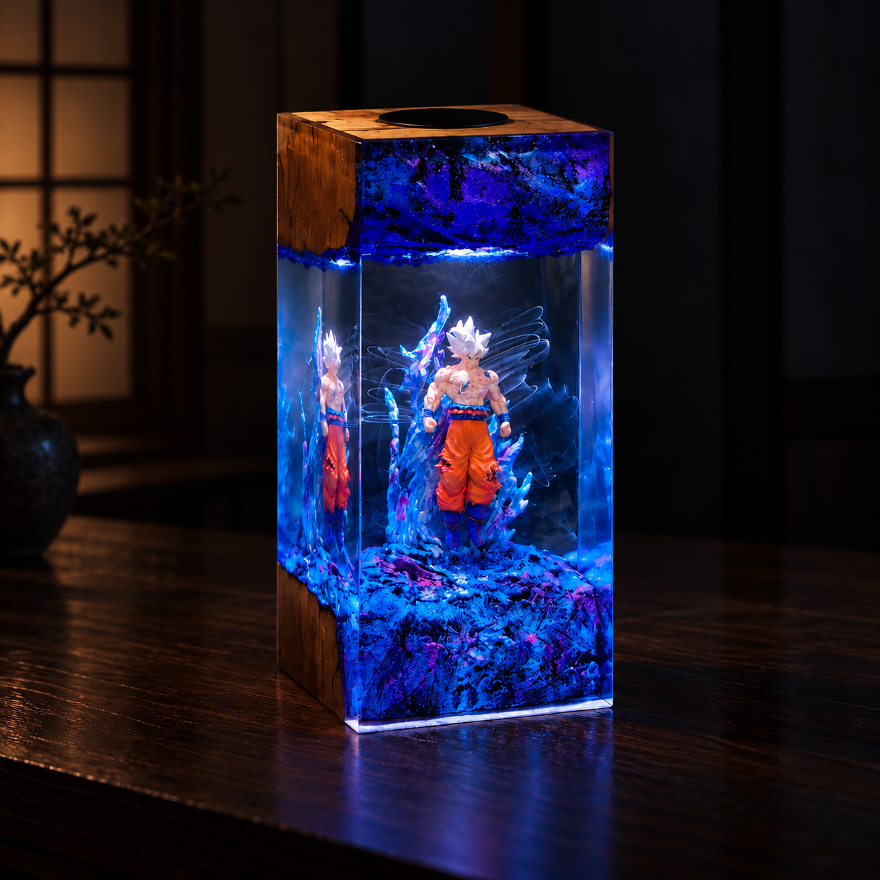 Handcrafted Ultra Instinct Goku Resin Lamp, Dragon Ball Z Diorama - Image 3
