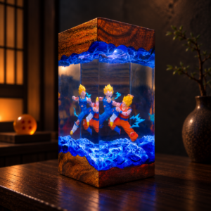Alternative view of Goku vs Vegeta DBZ SSJ2 Resin Lamp | Anime Diorama Night Light