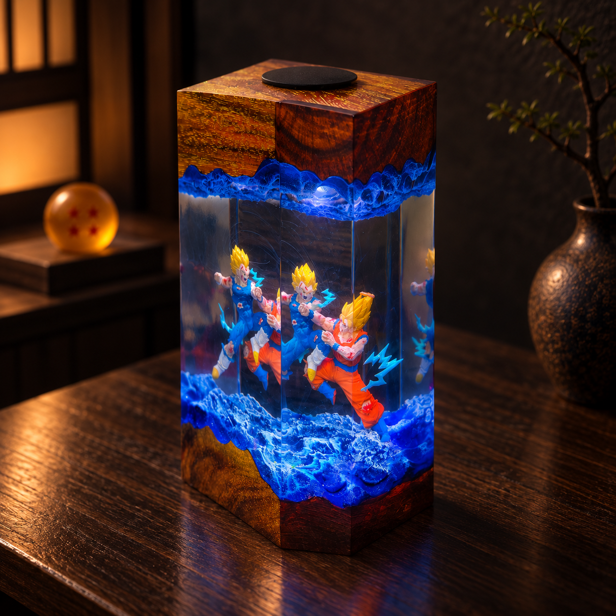Goku vs Vegeta DBZ SSJ2 Resin Lamp | Anime Diorama Night Light - Image 4