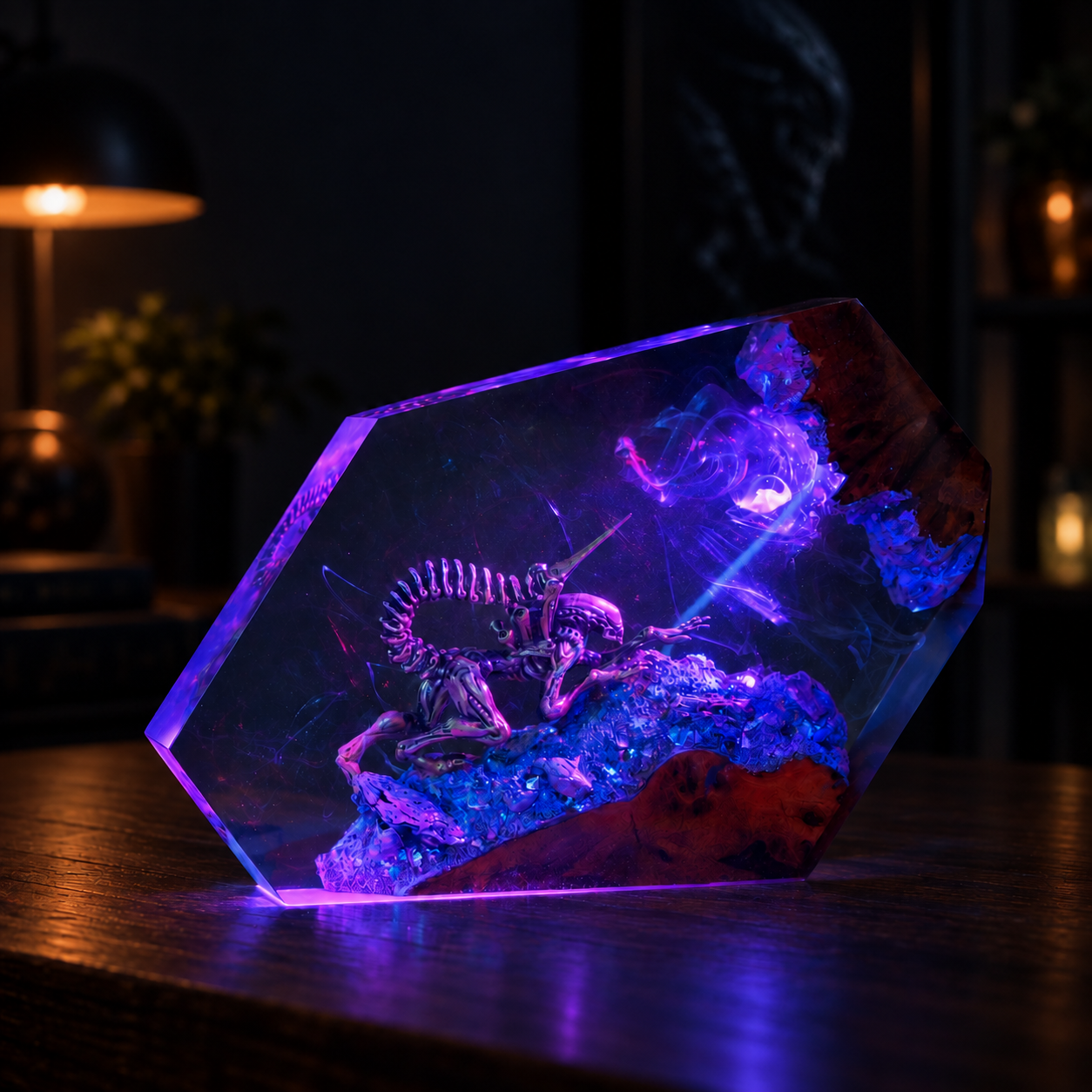 Handcrafted Xenomorph Alien Resin Lamp | Sci-Fi Gift, Diorama Night Light - Image 7