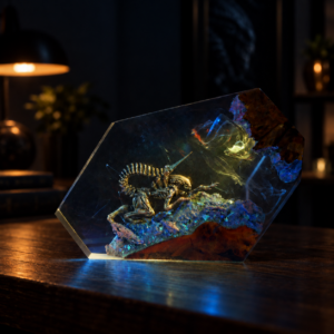 Alternative view of Handcrafted Xenomorph Alien Resin Lamp | Sci-Fi Gift, Diorama Night Light