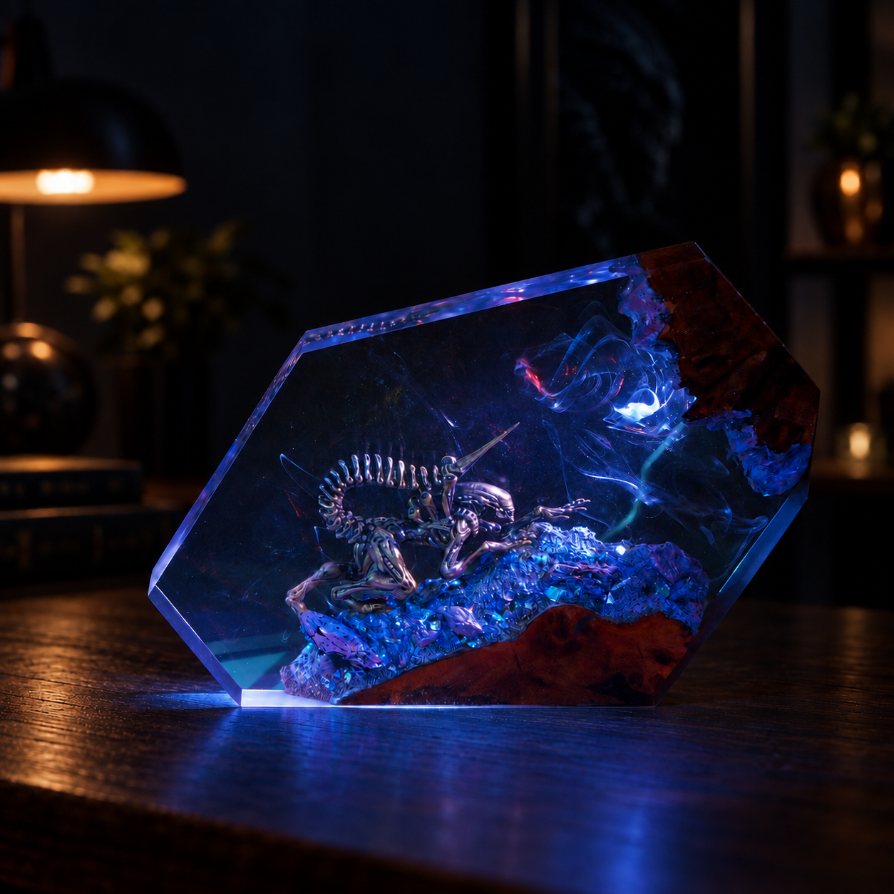 Handcrafted Xenomorph Alien Resin Lamp | Sci-Fi Gift, Diorama Night Light - Image 4