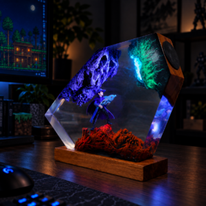 Alternative view of Handmade Terraria Resin Lamp | Space Dolphin Machine Gun Diorama, Gaming Gifts